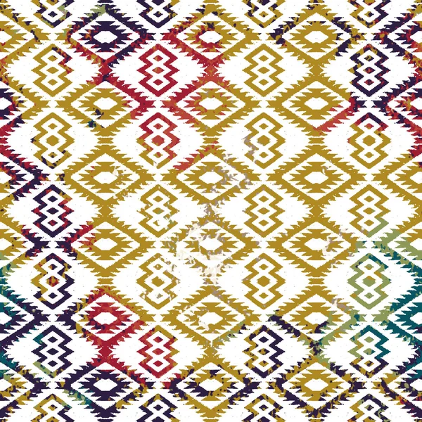 Geometrikus Kemence Ikat Minta Grunge Textúrával — Stock Fotó