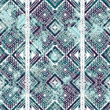 Grunge desenli Geometrik kilim ikat deseni
