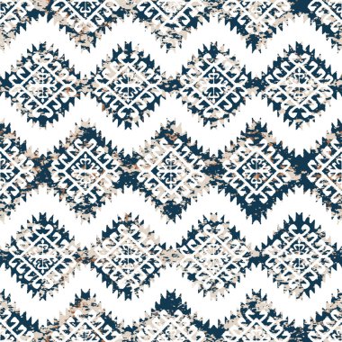 Grunge desenli Geometrik kilim ikat deseni