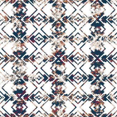 Grunge desenli Geometrik kilim ikat deseni
