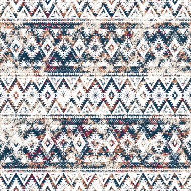 Grunge desenli Geometrik kilim ikat deseni