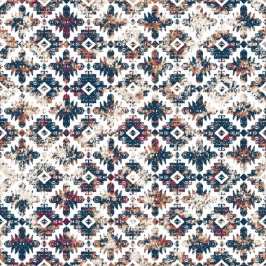 Grunge desenli Geometrik kilim ikat deseni