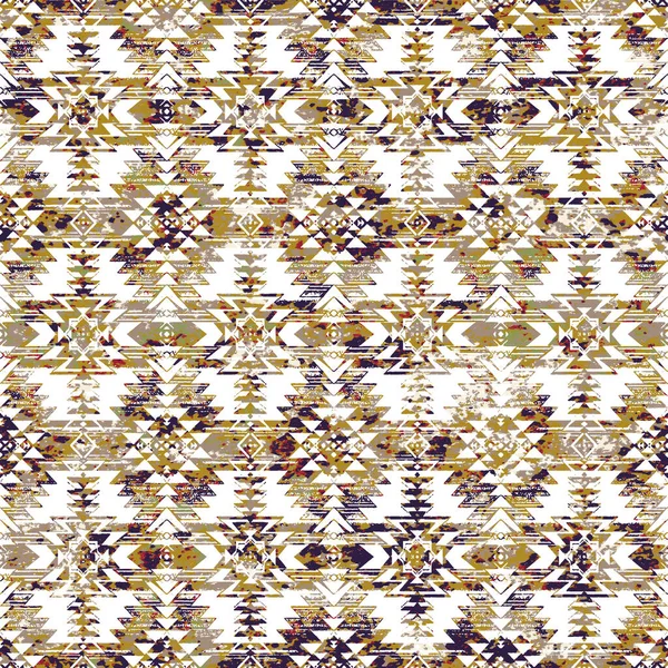 Geometrický Kilim Ikat Vzor Grunge Texturou — Stock fotografie