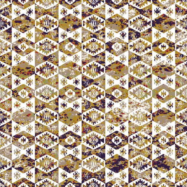 Geometrikus Kemence Ikat Minta Grunge Textúrával — Stock Fotó