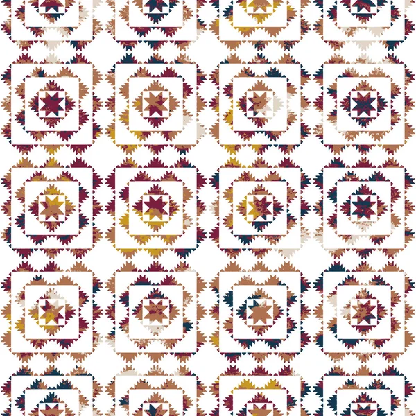 Geometrisk Kilim Ikat Mönster Med Grunge Konsistens — Stockfoto