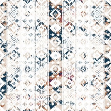 Grunge desenli Geometrik kilim ikat deseni