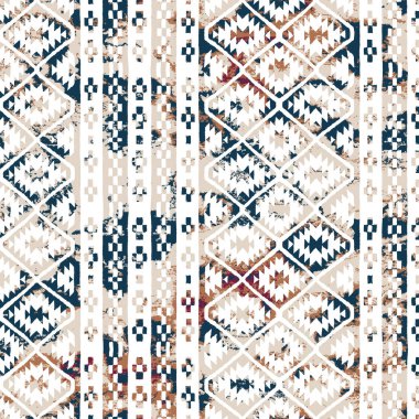 Grunge desenli Geometrik kilim ikat deseni