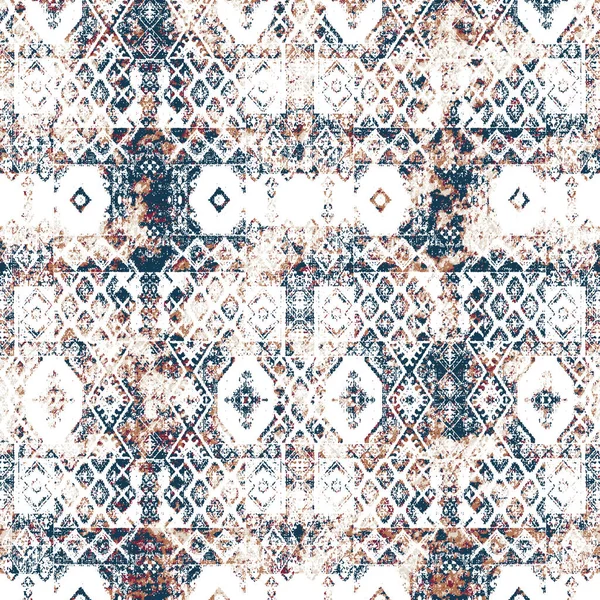 Modèle Kilim Ikat Géométrique Avec Texture Grunge — Photo