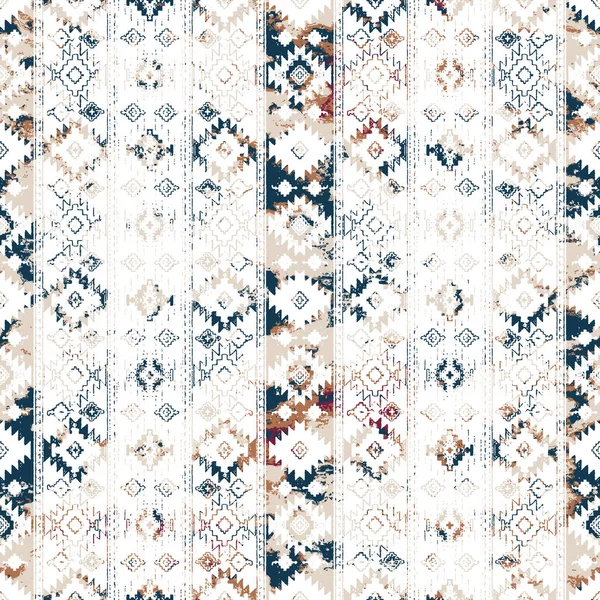 Geometrický Kilim Ikat Vzor Grunge Texturou — Stock fotografie