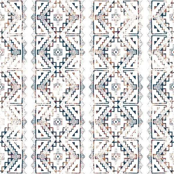 Geometrische Kelim Ikat Patroon Met Grunge Textuur — Stockfoto