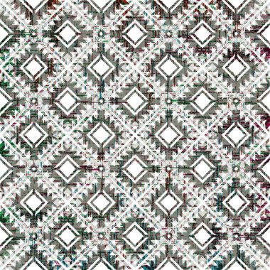 Geometrik dairesel kilim ikat deseni grunge desenli