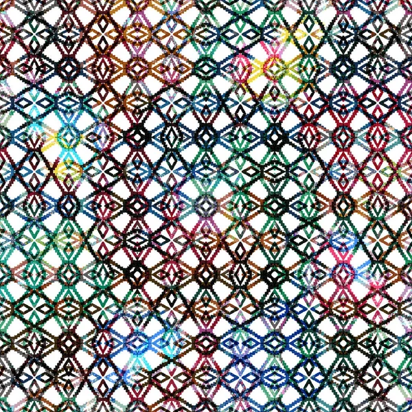 幾何学的な円形のキリムキャットパターンとグランジのテクスチャ — ストック写真