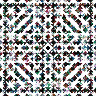 Geometrik dairesel kilim ikat deseni grunge desenli