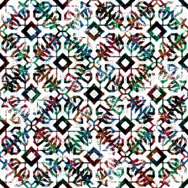 Geometrik dairesel kilim ikat deseni grunge desenli