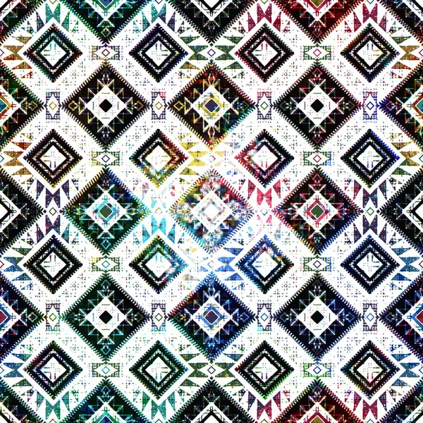 Geometrický Kruhový Kilo Ikat Vzor Grunge Texturou — Stock fotografie
