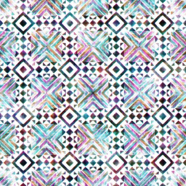 Geometrik dairesel kilim ikat deseni grunge desenli