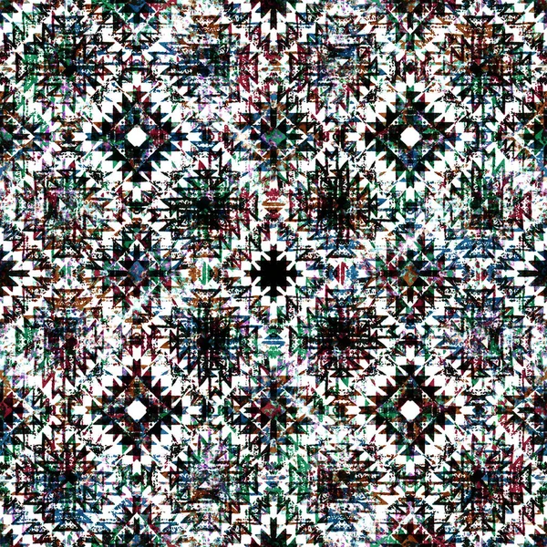 Geometrik Dairesel Kilim Ikat Deseni Grunge Desenli — Stok fotoğraf