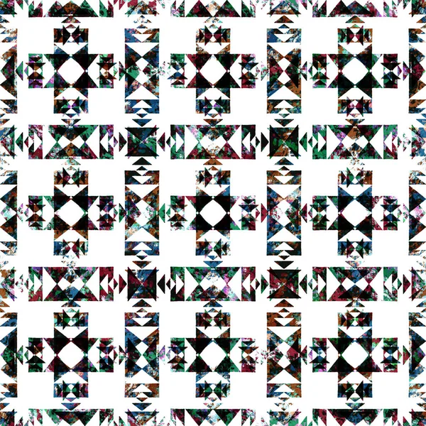 Geometrický Kruhový Kilo Ikat Vzor Grunge Texturou — Stock fotografie