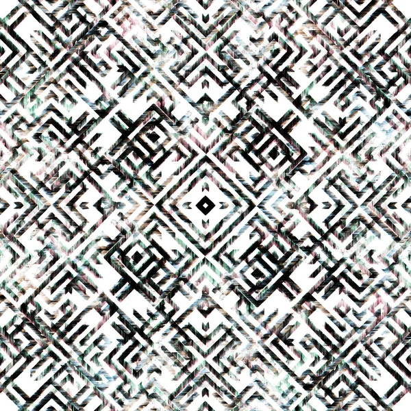 Geometrikus Kör Alakú Kemence Ikat Minta Grunge Textúrával — Stock Fotó