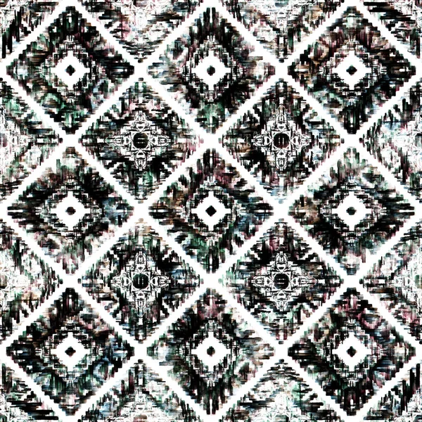 Geometriskt Cirkulärt Kilim Ikat Mönster Med Grunge Konsistens — Stockfoto