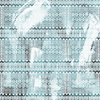 Grunge desenli Geometrik kilim ikat deseni