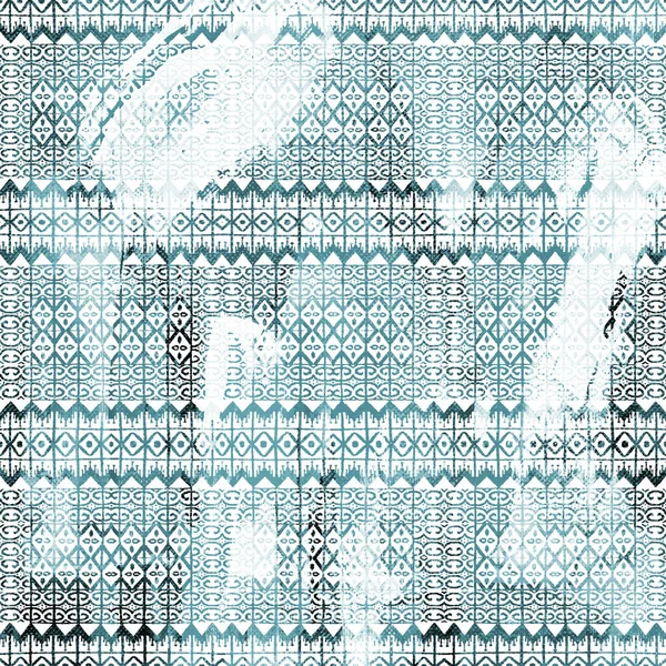 Grunge desenli Geometrik kilim ikat deseni