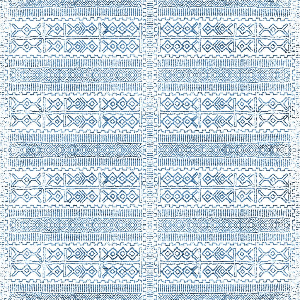 Geometric kilim ikat pattern with grunge texture