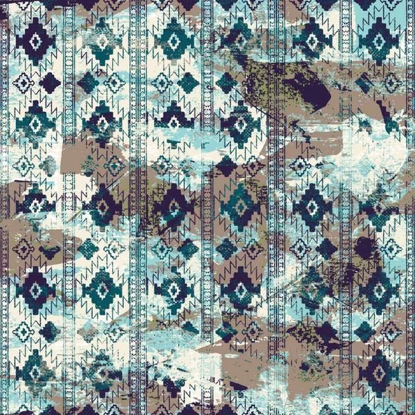 Grunge Desenli Geometrik Kilim Ikat Deseni — Stok fotoğraf