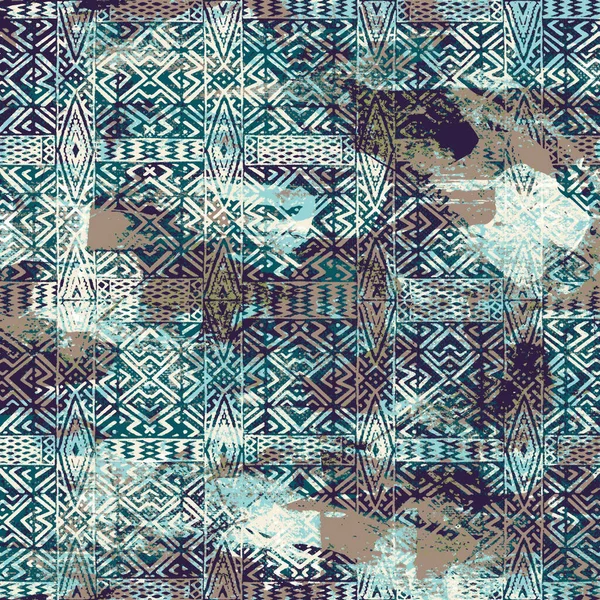 Grunge Desenli Geometrik Kilim Ikat Deseni — Stok fotoğraf