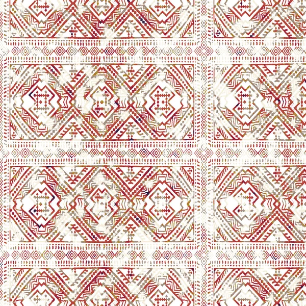 Geometrický Kilim Ikat Vzor Grunge Texturou — Stock fotografie