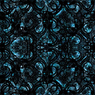 Geometrik dairesel damaske grunge desenli pürüzsüz desen