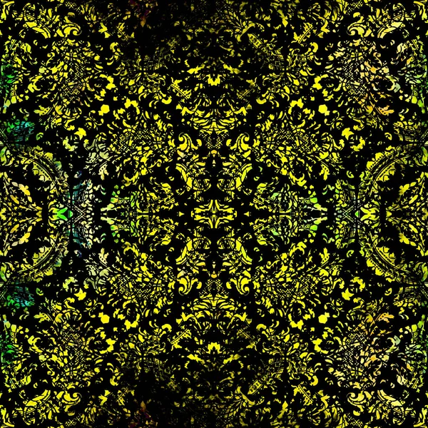 Geometrische Ronde Damast Naadloos Patroon Met Grunge Textuur — Stockfoto