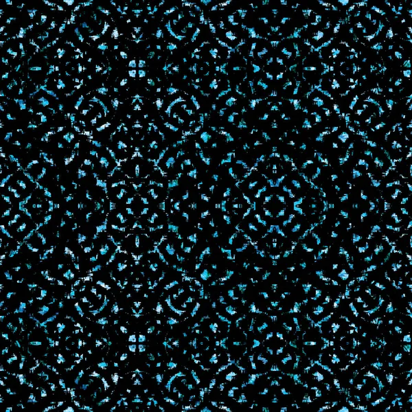 Geometrický Kruhový Damašek Bezešvý Vzor Grunge Texturou — Stock fotografie