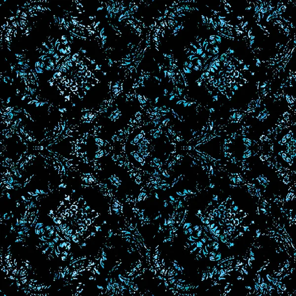 Geometrický Kruhový Damašek Bezešvý Vzor Grunge Texturou — Stock fotografie
