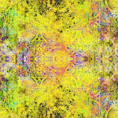 Geometrik dairesel damaske grunge desenli pürüzsüz desen