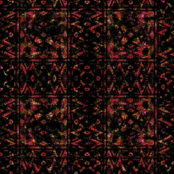 Geometrisches Circular Seamless Kilim Ikat Pattern Mit Grunge Textur — Stockfoto