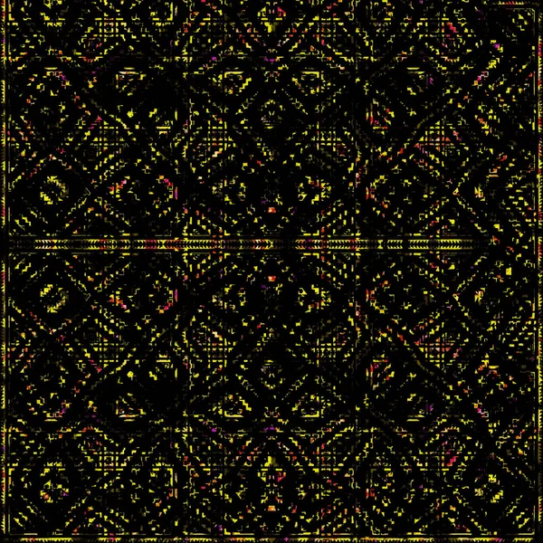 Geometryczny Okrągły Bezszwowy Wzór Kilim Ikat Fakturą Grunge — Zdjęcie stockowe