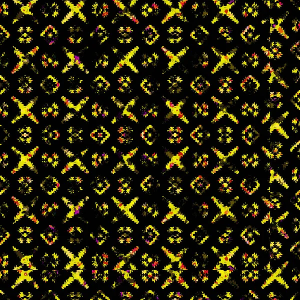 幾何学的サークルシームレスキログランジテクスチャとイカットパターン — ストック写真