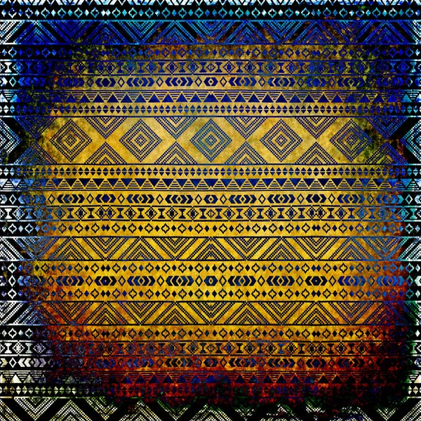 Geometrický Boho Styl Kmenový Vzor Rozrušenou Texturou Efektem — Stock fotografie