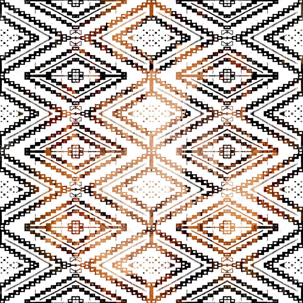 Geometric Boho Style Tribal pattern with distressed texture and effect