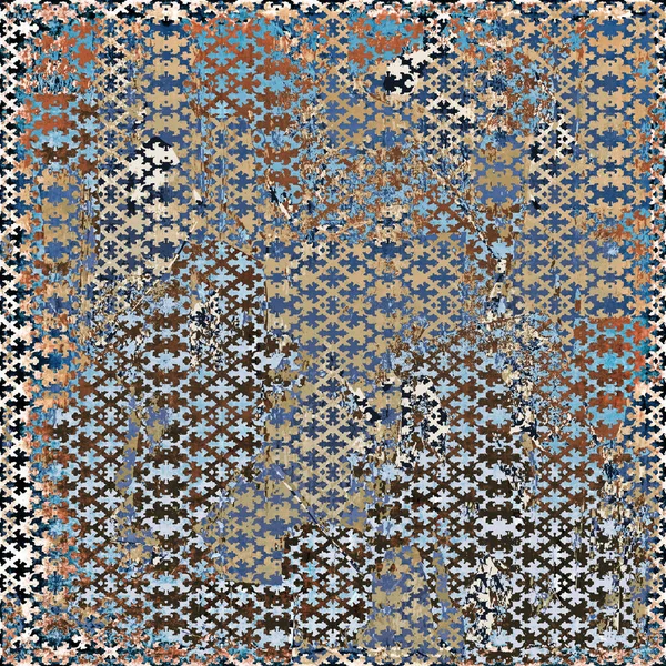 具有苦恼纹理和效果的几何布荷族图案 — 图库照片