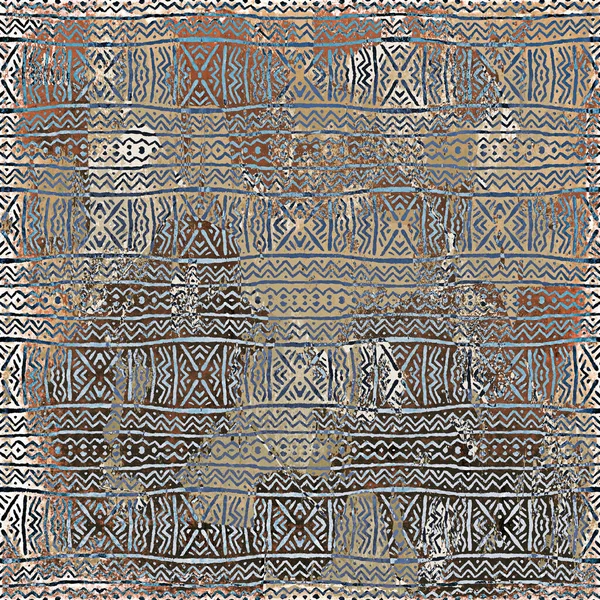 Geometric Boho Style Tribal Pattern Distressed Texture Effect — Stock Photo, Image