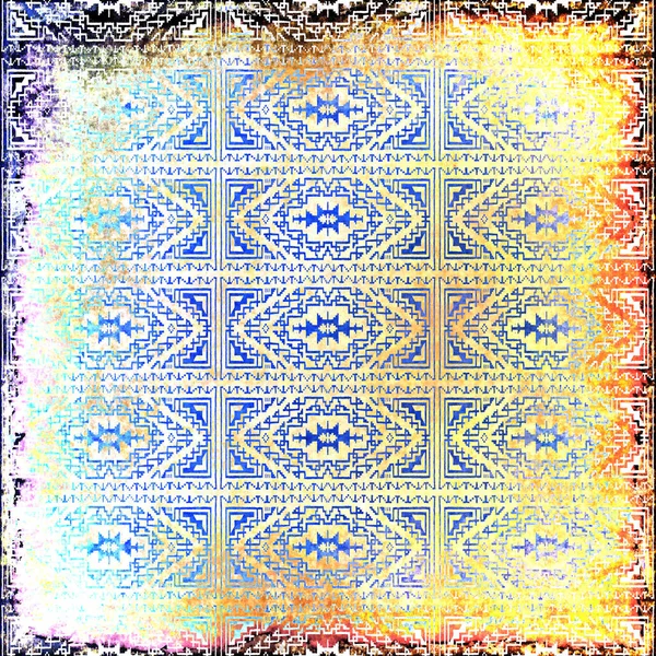 Geometrische Boho Style Tribal Patroon Met Distressed Textuur Effect — Stockfoto