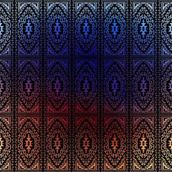 Geometric Boho Style Tribal Pattern Distressed Texture Effect — Stock Photo, Image