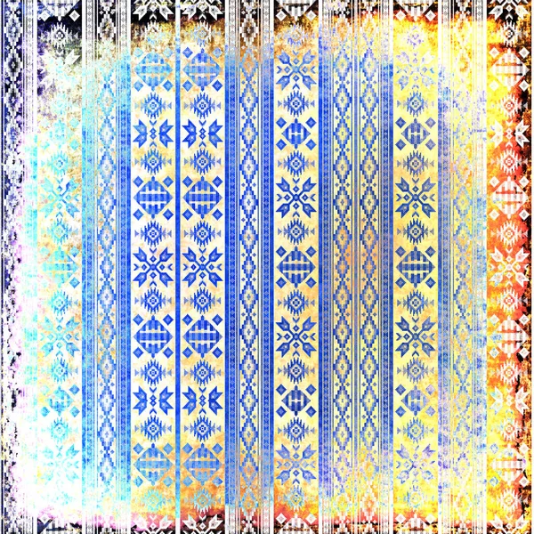 Geometric Boho Style Tribal Pattern Distressed Texture Effect — Stock Photo, Image