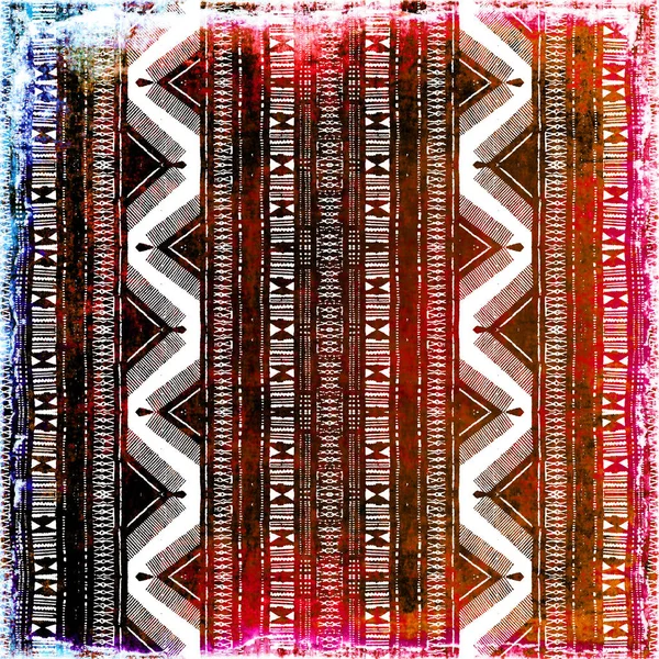 Patrón Tribal Estilo Boho Geométrico Con Textura Efecto Angustiados — Foto de Stock