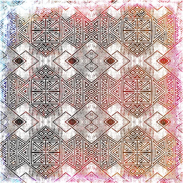 Geometric Boho Style Tribal Pattern Distressed Texture Effect — Stock Photo, Image