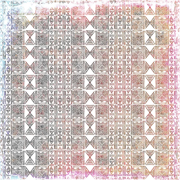 Geometric Boho Style Tribal Pattern Distressed Texture Effect — Stock Photo, Image