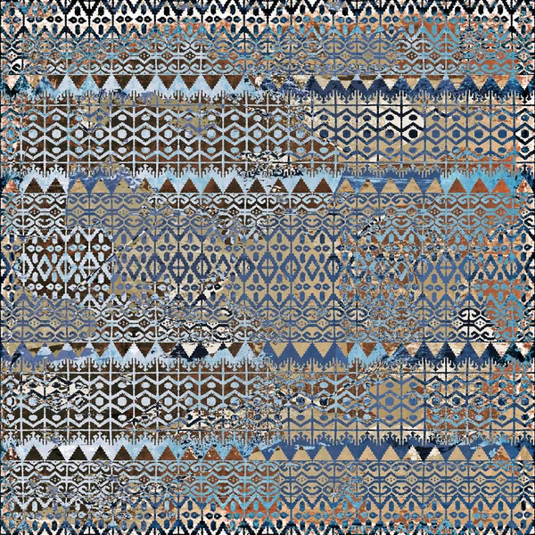 Patrón Tribal Estilo Boho Geométrico Con Textura Efecto Angustiados — Foto de Stock