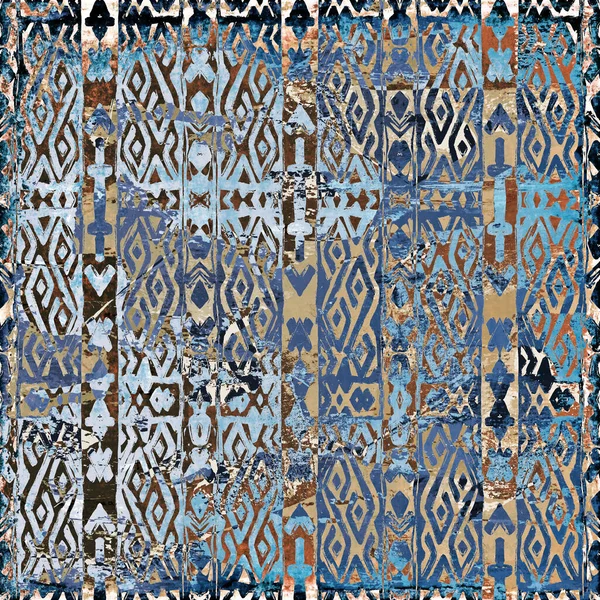 Modèle Tribal Géométrique Style Boho Avec Texture Effet Détresse — Photo